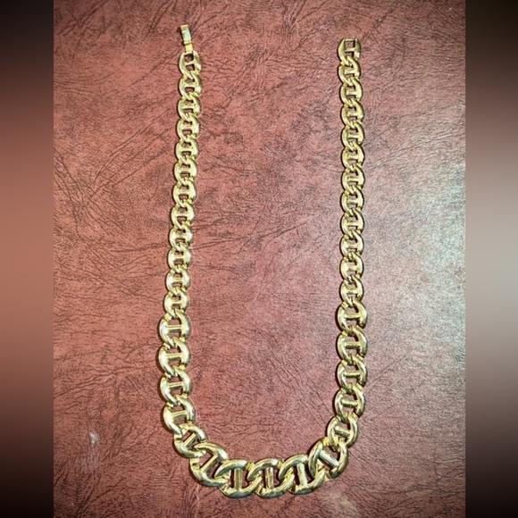 Vintage Mariner Link Chain Necklace. Chunky Statement Necklace Graduated links - Picture 14 of 15